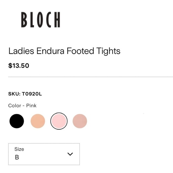 For Kristin: Bloch Endura Footed Tights (1 pair) Women’s Size B Pink New NWT - Picture 3 of 7